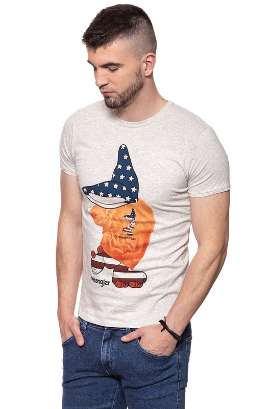 KOSZULKA WRANGLER MASCOTTE TEE LIGHT GREY MEL W7B35FK03 112131455