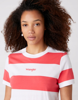 WRANGLER STRIPED HIGH RIB DAMSKI T-SHIRT KOSZULKA PARADISE PINK W7N1GHXLD 112131964