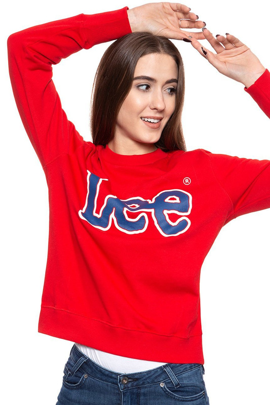 BLUZA LEE DAMSKA LOGO SWS BRIGHT RED L53YRXEF SAMPLE 112112619