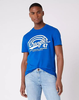 WRANGLER SS AMERICANA TEE MĘSKI T-SHIRT KOSZULKA LOGO WRANGLER BLUE W7F6FKX05 112131809