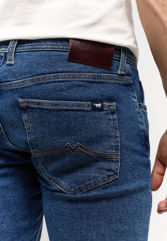 Męskie Spodnie Jeansowe Mustang Style Oregon Slim Denim Blue 1014863 5000 700