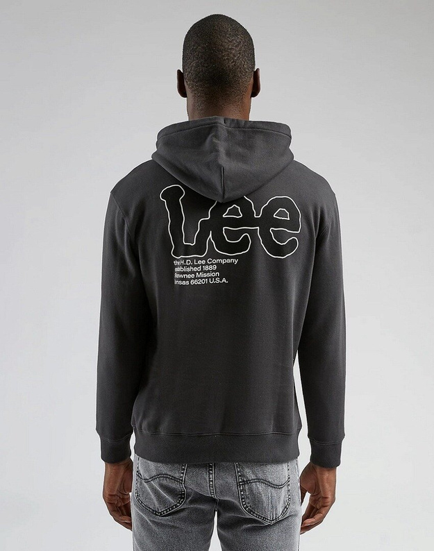 LEE SEASONAL LOGO HOODIE MĘSKA BLUZA Z KAPTUREM WASHED BLACK L84PTJON 112322641