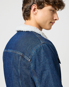 WRANGLER MĘSKA KURTKA JEANSOWA WRANGLER SHERPA JACKET DARK STONE 112356724