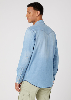 WRANGLER HERITAGE SHIRT MĘSKA KOSZULA JEANSOWA JEANS SUN FADE W5D1EM180 112332225