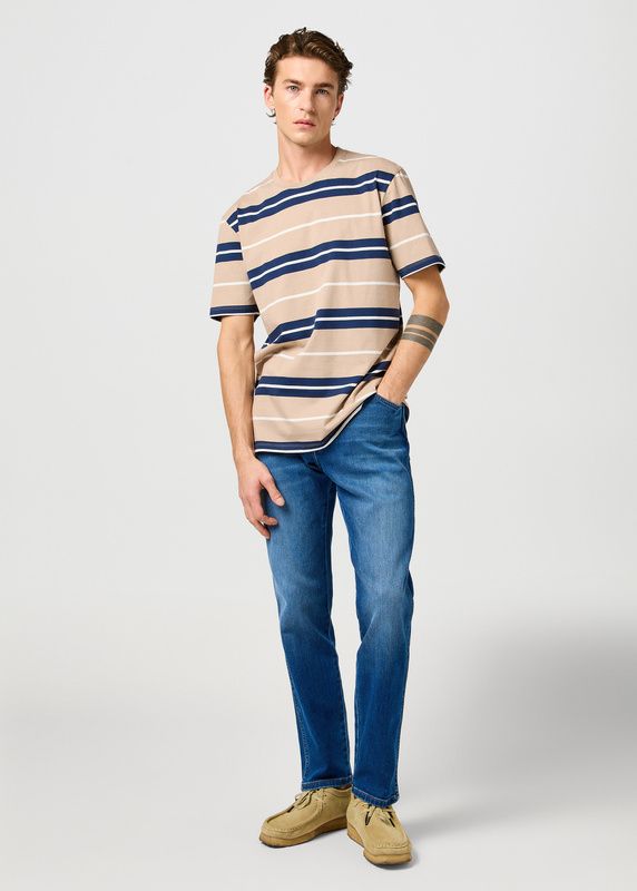 MESKA KOSZULKA WRANGLER STRIPE TEE TIMBERWOLF 112362785