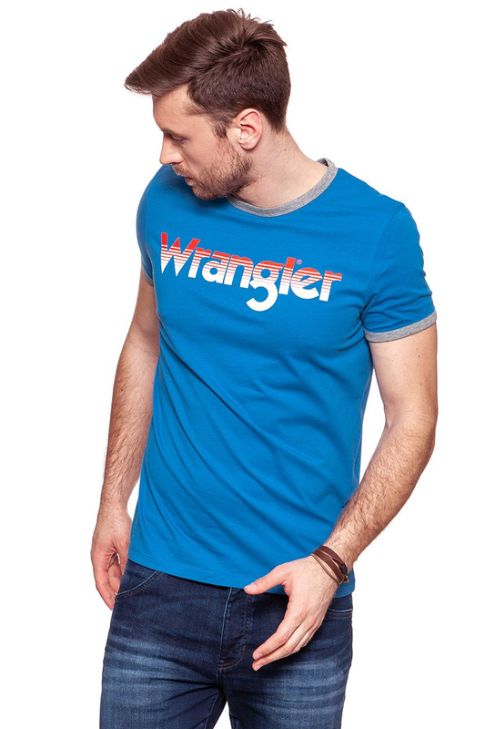 KOSZULKA WRANGLER LOGO RINGER TEE DEEP WATER W7B68FQDF 112131528