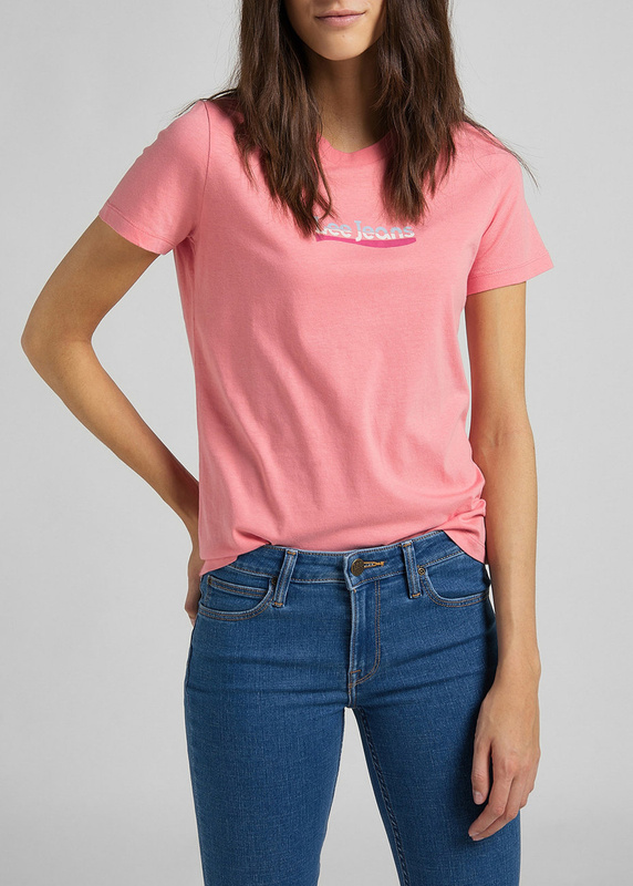 DAMSKI T-SHIRT LEE SLIM LOGO TEE CHERRY BLOSSOM L44NEPQJ 112109935