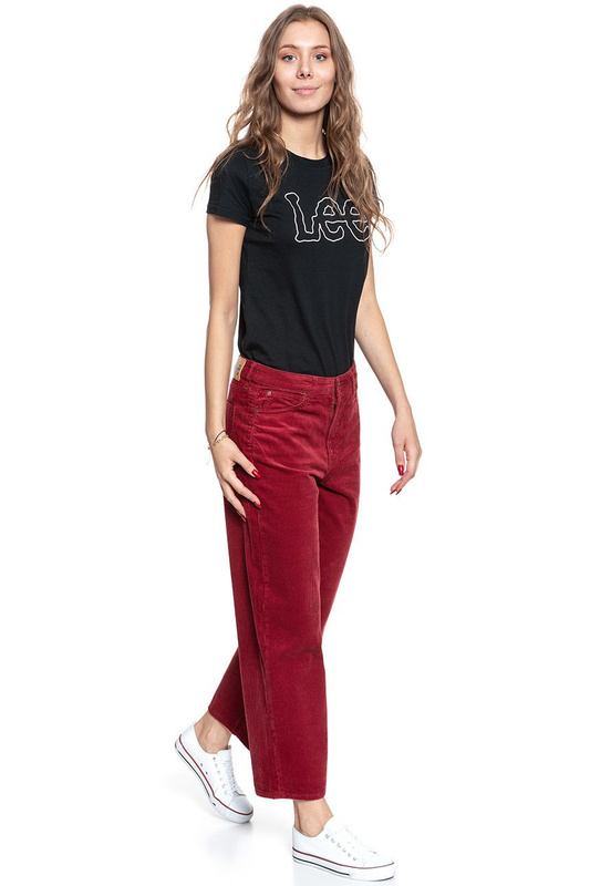 DAMSKIE SPODNIE SZTRUKSOWE LEE 5 POCKET WIDE LEG BIKING RED L30SDC87 112106606