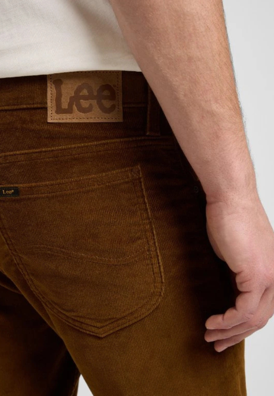 MESKIE SPODNIE SZTRUKSOWE LEE RIDER QUAIL BROWN 112370640