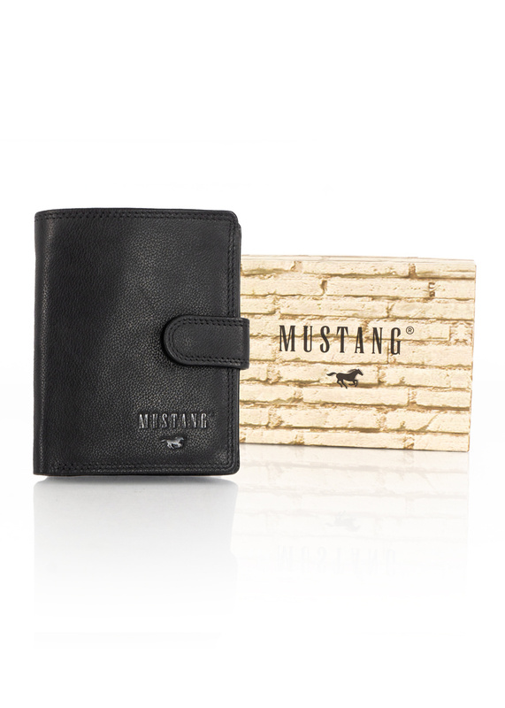 MUSTANG DENIMO WALLET MĘSKI PORTFEL SKÓRZANY POJEMNY KARTY BLACK