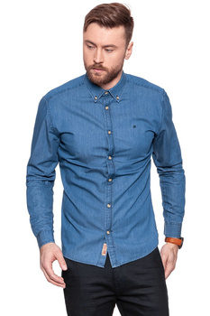 WRANGLER L/S BUTTON-DOWN SHIR MID INDIGO W57651H8E