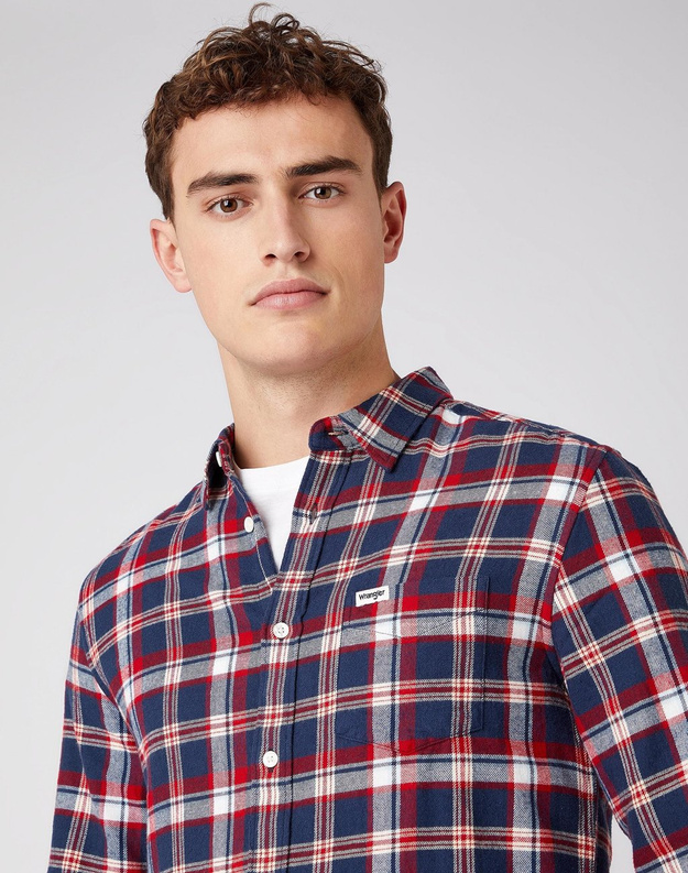 MĘSKA KOSZULA W KRATE WRANGLER LS 1 PKT SHIRT RED W5F1B3X47 112141438