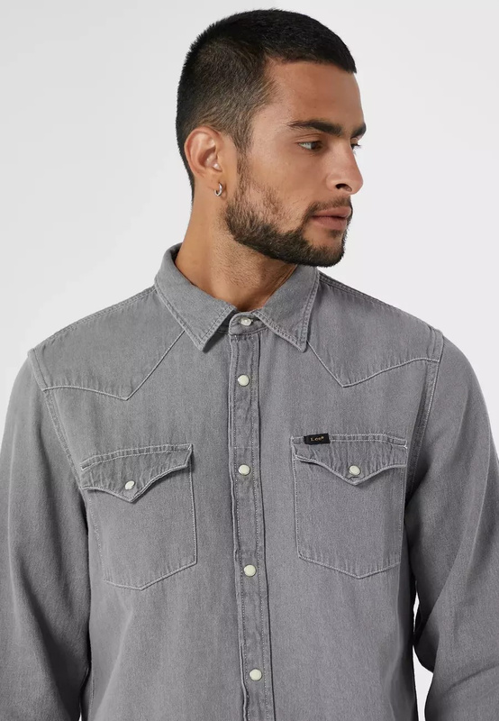 LEE REGULAR WESTERN MĘSKA KOSZULA JEANSOWA STEEL GREY L66WPA65 112145396