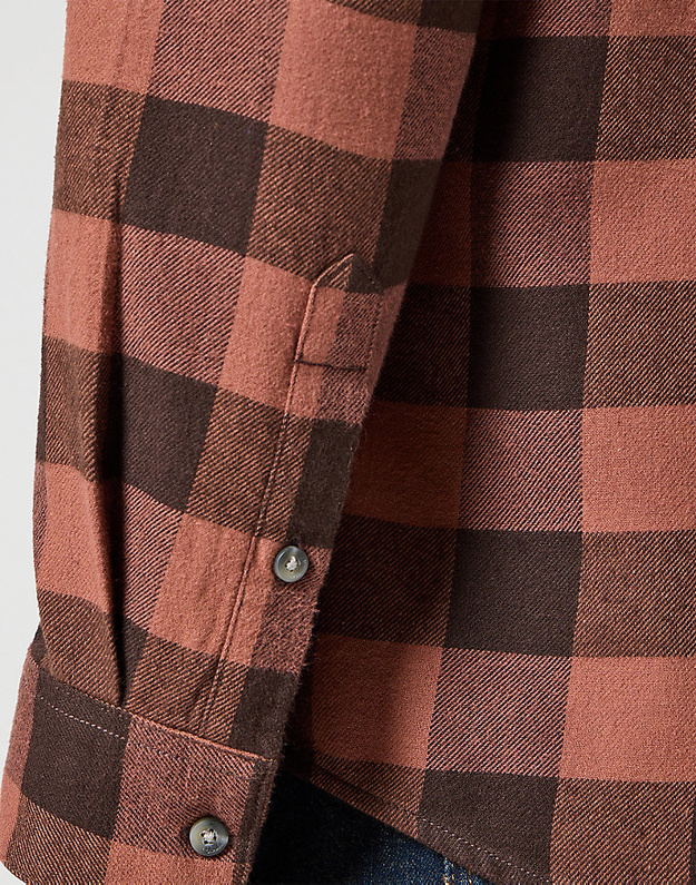 MĘSKA KOSZULA KRATA WRANGLER 1 PKT SHIRT ROOT BEER CHECK 112357381