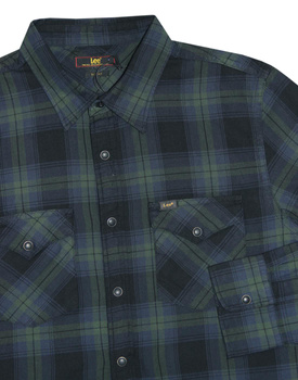 LEE CLEAN WESTERN SHIRT MĘSKA KOSZULA  MATERIAŁOWA W KRATĘ SPRUCE GREEN L644KADT