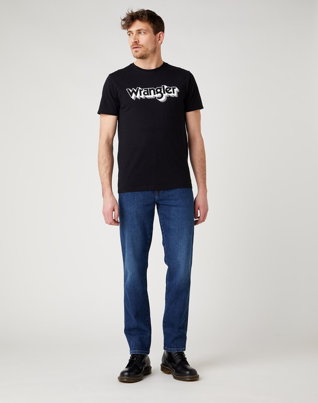 WRANGLER SS LOGO TEE MĘSKI T-SHIRT KOSZULKA NADRUK BLACK W7J4D3100 112141544