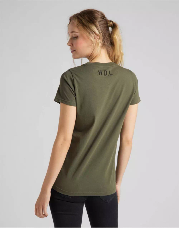 T-SHIRT DAMSKI LEE STENCIL GRAPHIC TEE OLIVE GREEN L43GEPNX 112109589