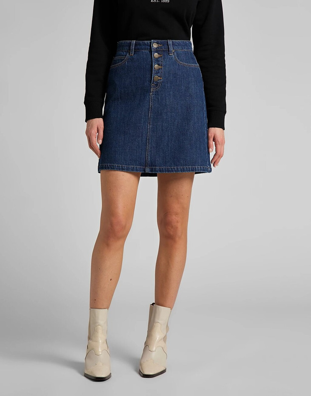 LEE BUTTON FLY A LINE DAMSKA SPÓDNICA RINSE L38MNA36 112139978