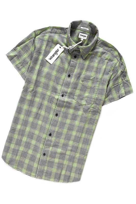 KOSZULA MĘSKA KRÓTKI RĘKAW WRANGLER SS 1PKT JADE GREEN W58606EVV 112129494
