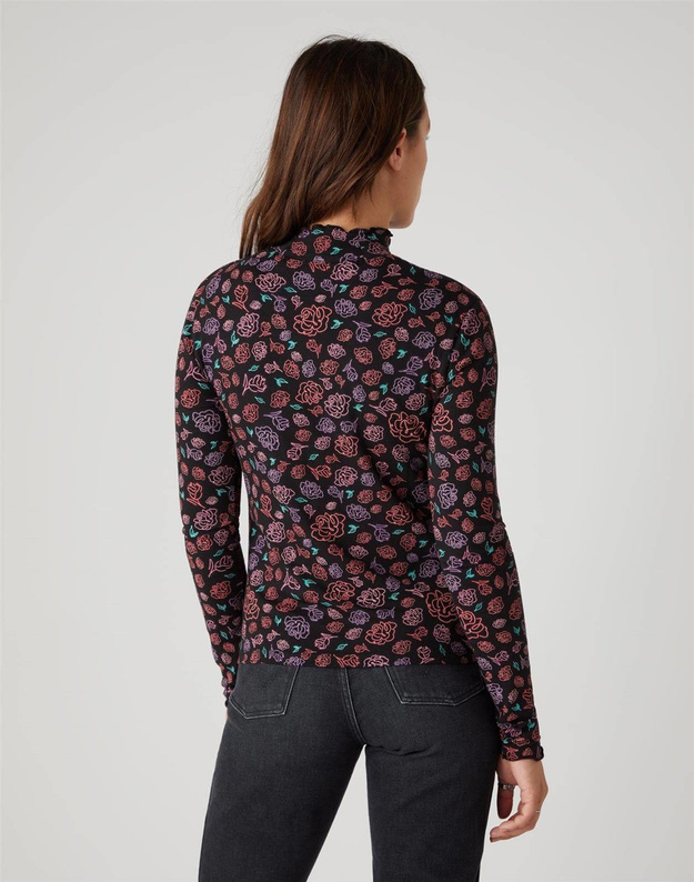 DAMSKI LONGSLEEVE WRANGLER LONG SLEEVE HIGH NEC NEON FLORAL W7R6FTP29 112132106