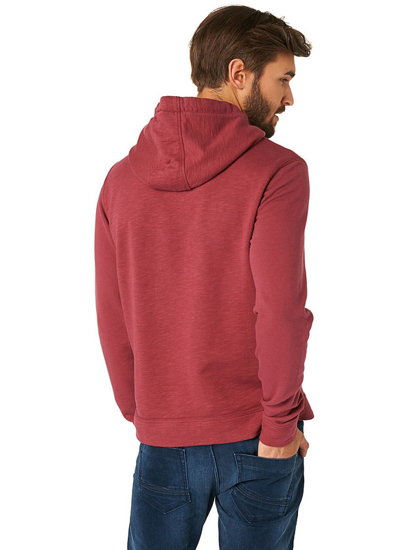 TOM TAILOR WASHED HOODIE WITH PRINT MĘSKA BLUZA ROZPINANA DARK CLARET RED COL. 4480 25293850010