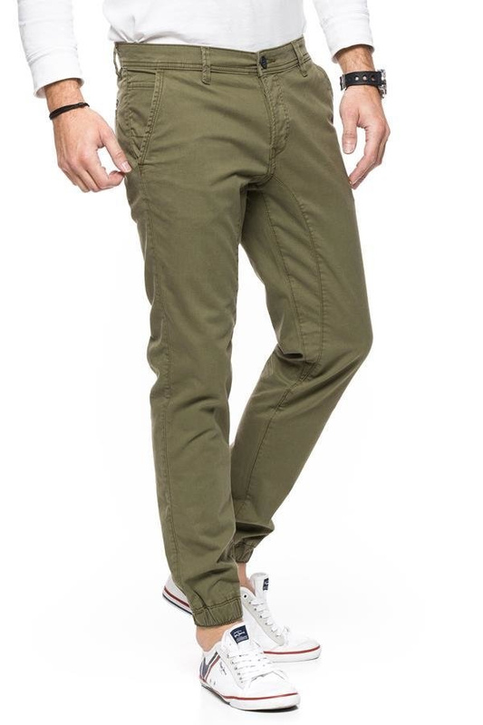 TOM TAILOR SPODNIE MĘSKIE SOLID STRETCH TWILL JOGG CHINO OLIVE DRAP 6403965.00.12 COL. 7141