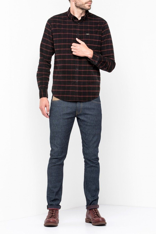 LEE BUTTON DOWN MĘSKA KOSZULA KRATA RHUBARB RED L880YZGB 112123500