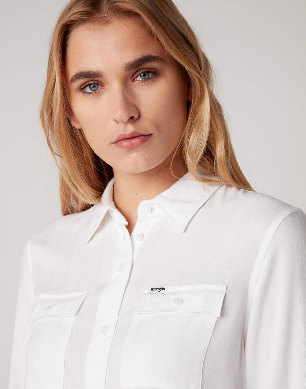 DAMSKA KOSZULA MATERIAŁOWA WRANGLER UTILITY SHIRT WHITE W5R55I989 112130313