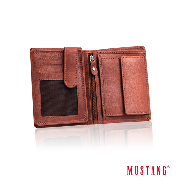 MUSTANG Denimo Wallet Side Opening SKÓRZANY PORTFEL POJEMNY NA KARTY PREMIUM