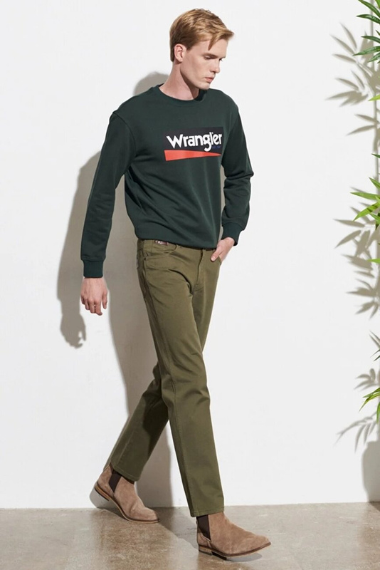 WRANGLER TEXAS MĘSKIE SPODNIE MATERIAŁOWE MILITARE GREEN W12193G40 112319292