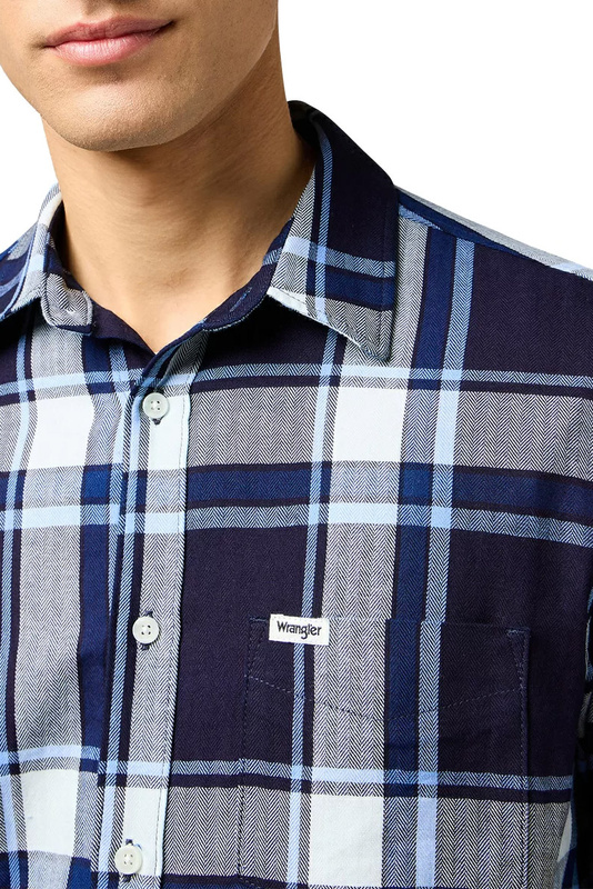 MESKA KOSZULA WRANGLER 1 PKT SHIRT LARGE INDIGO PLAID 112362898