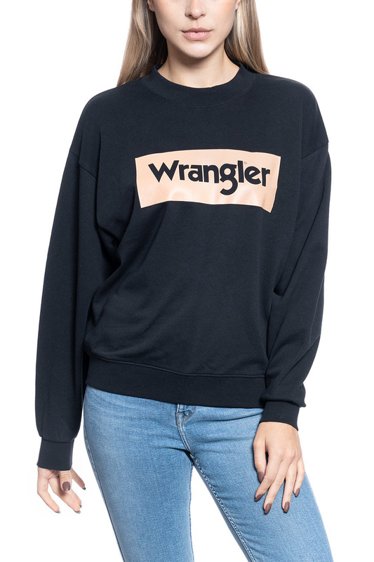 BLUZA DAMSKA WRANGLER RETRO LOGO SWEATER BLACK W6N0HP100 112130774