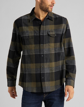 LEE WORKER SHIRT MĘSKA KOSZULA RELAXED FIT OLIVE GREEN L68HRINX 112117175