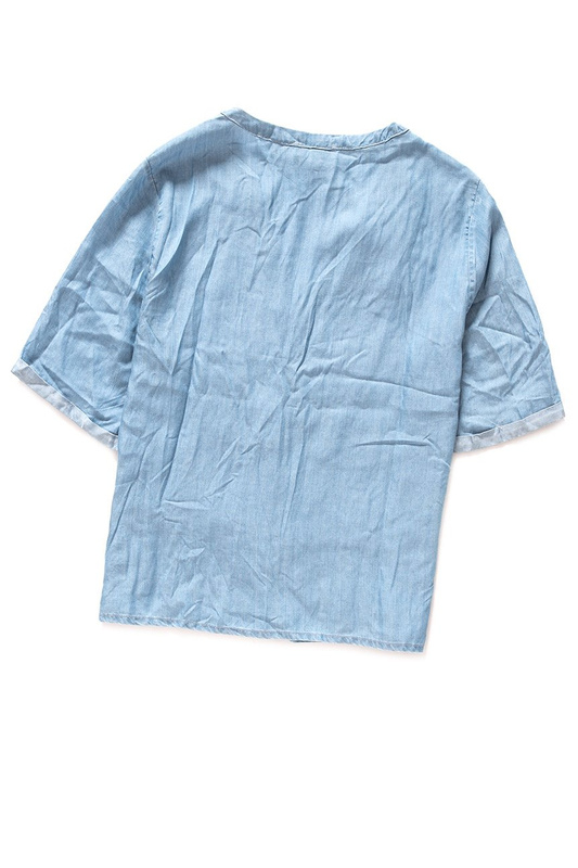 KOSZULA DAMSKA LEE CROPPED V NECK BLOUSE DELFT BLUE L45THACO 112110534