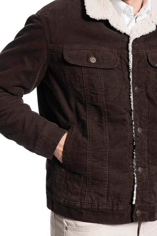 MĘSKA KURTKA ZIMOWA LEE SHERPA JACKET WINTER BROWN L87AQM52 112122863