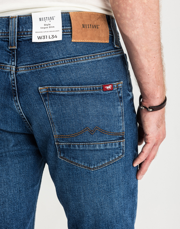 MUSTANG VEGAS SLIM MĘSKIE SPODNIE JEANSOWE JEANSY DŻINSY DENIM BLUE 1015043 5000 702