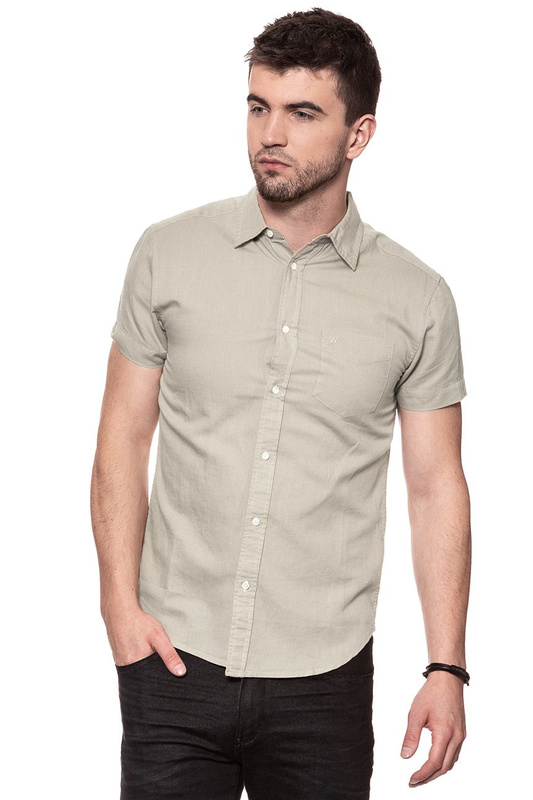 KOSZULA MĘSKA KRÓTKI RĘKAW WRANGLER SS 1PKT SHIRT PLAZA TAUPE W5860LOU5 112129512