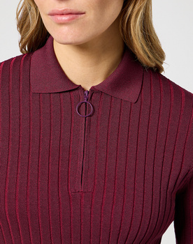 DAMSKI SWETER WRANGLER RIB KNIT POLO PLUM CASPIA 112356484
