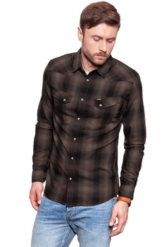 KOSZULA WRANGLER LS WESTERN SHIRT CHOCOLATE BROWN W57163NVM 112129400