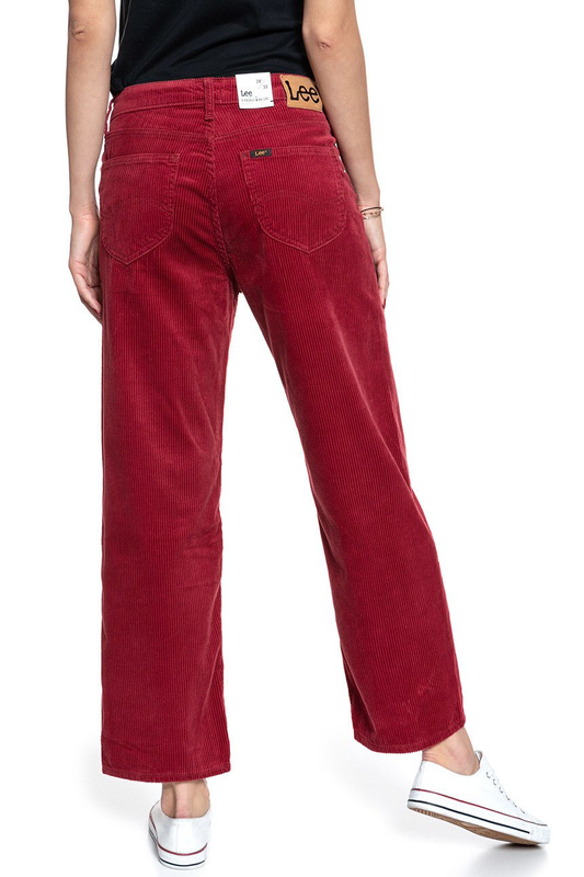 DAMSKIE SPODNIE SZTRUKSOWE LEE 5 POCKET WIDE LEG BIKING RED L30SDC87 112106606