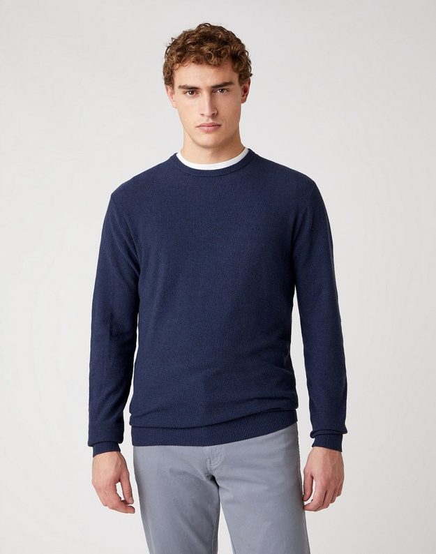 MĘSKI SWETER WRANGLER CREW KNIT NAVY W8P2PD114 112132411