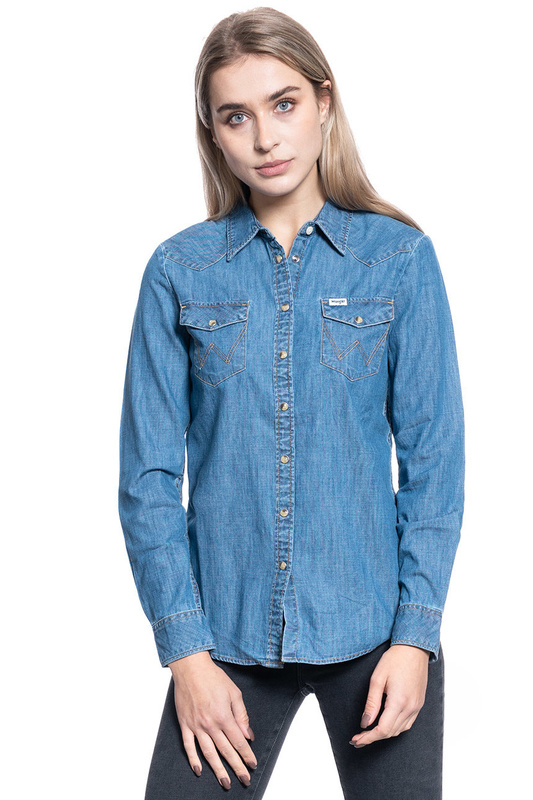 KOSZULA DAMSKA WRANGLER LS DENIM SHIRT MID INDIGO W5Z12AX8E 112130360