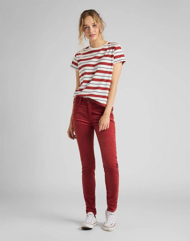 LEE RELAXED POCKET TEE DAMSKI T-SHIRT KOSZULKA W PASKI RED OCHRE L40RYHOE 112108724