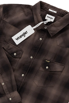 KOSZULA WRANGLER LS WESTERN SHIRT CHOCOLATE BROWN W57163NVM 112129400