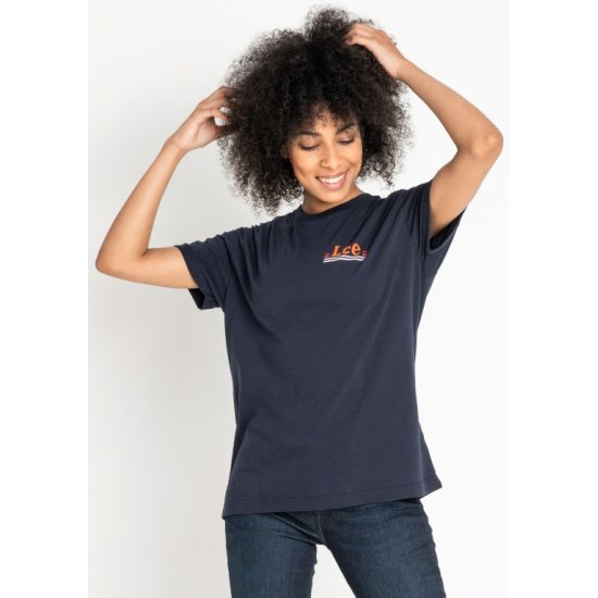 T-SHIRT DAMSKI LEE CHEST LOGO TEE MIDNIGHT NAVY L43ZFEMA 112109776