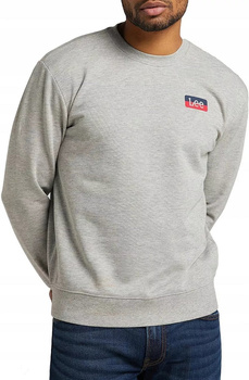 LEE CREW SWS MĘSKA BLUZA KLASYCZNA LOGO NADRUK GREY MELE L82SEI37 112122172