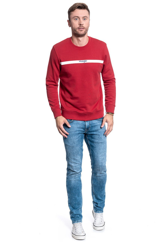 BLUZA MĘSKA WRANGLER STRIPE LOGO SWEAT RED W6A5HYX47 112130663