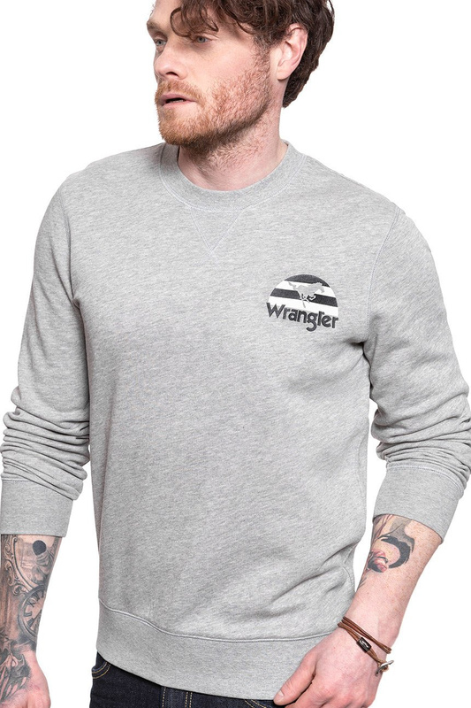 BLUZA WRANGLER CREW SWEAT MID GREY MEL W6M3HAX37 112130743