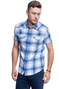 MĘSKA KOSZULA WRANGLER SS WESTERN SHIRT SURF BLUE W5J0ORX6U 112130154