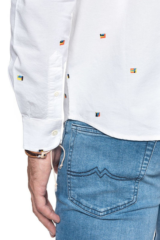 KOSZULA MĘSKA WRANGLER LS 1PKT BUTTON DOWN REAL WHITE W5A3BMXW1 112130026
